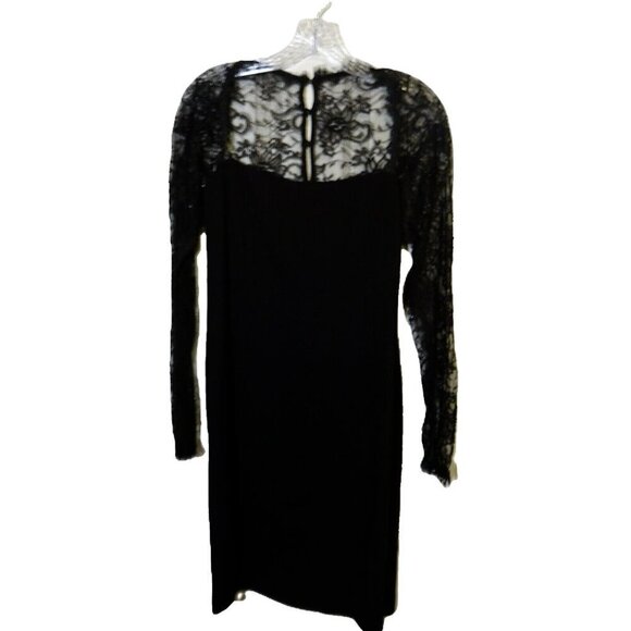 Chetta B. Evening Pre-loved Black Size 12 Long Lace Sleeve Polyester Blend Dress - Picture 9 of 13